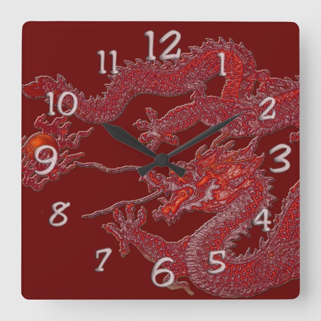 Reloj Cuadrado Dragón de cera roja (Anverso)