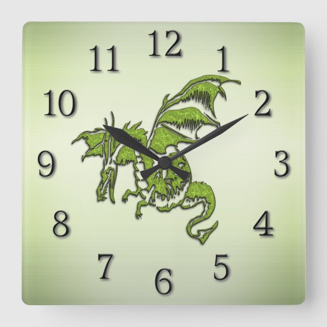 Reloj Cuadrado Dragón de la lucha verde (Anverso)