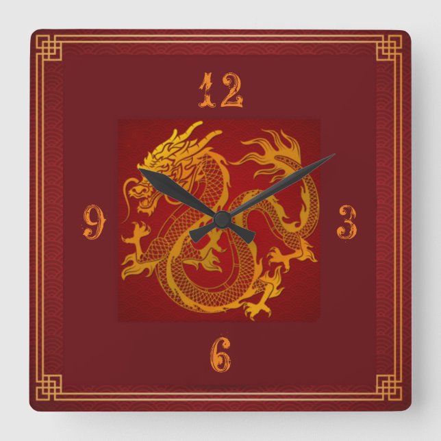Reloj Cuadrado Dragón dorado (Anverso)