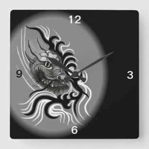 Reloj Cuadrado Dragón en tatuaje