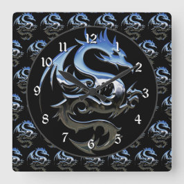 Reloj Cuadrado Dragón metálico plateado