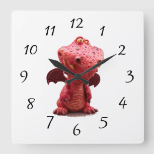 Reloj Cuadrado Dragón Rojo con el ala mala con sonrisa loca