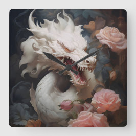 Reloj Cuadrado Dragones y rosas