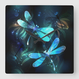 Reloj Cuadrado Dragonflies