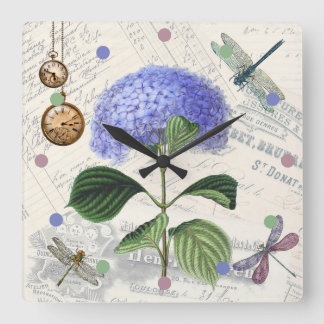 Reloj Cuadrado Dragonflies Vintage Shabby Floral Chic Rustic Moda