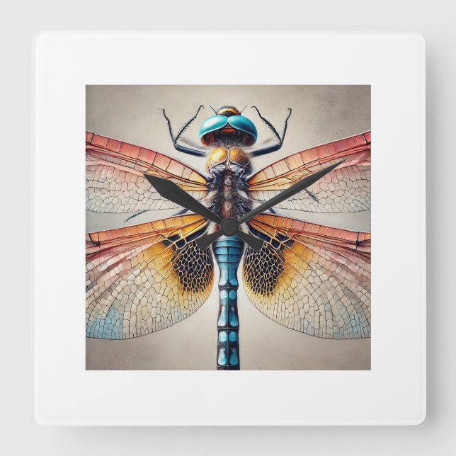 Reloj Cuadrado Dragonfly Anisoptera 290924IREF247 - Watercolor (Anverso)