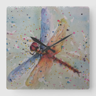 RELOJ CUADRADO DRAGONFLY COLORIDO