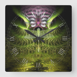 Reloj Cuadrado Dragonfly Magic Fractal Art Wall Clock