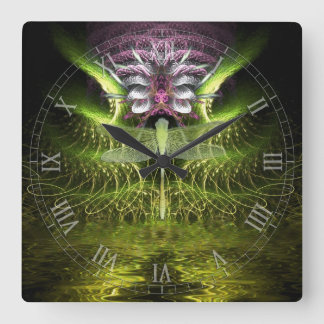Reloj Cuadrado Dragonfly Magic Fractal Art Wall Clock