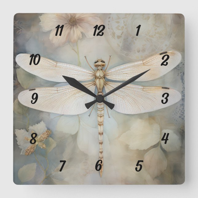 Reloj Cuadrado Dragonfly vintage (Anverso)
