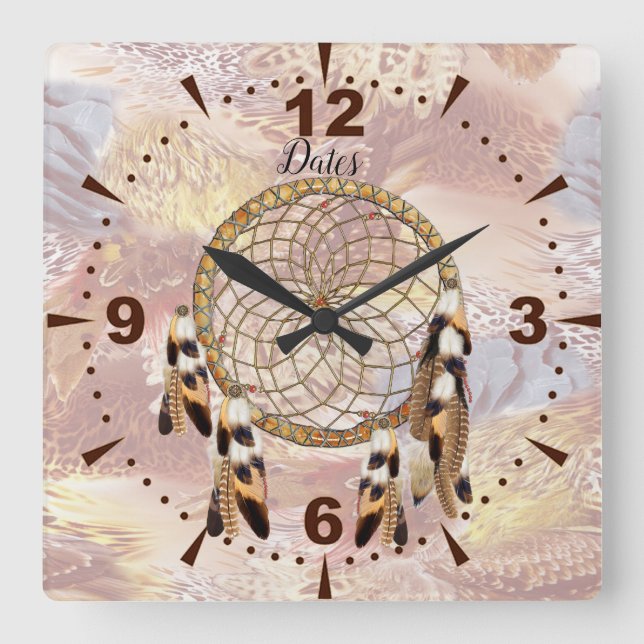 Reloj Cuadrado Dream Catcher Home Decor (Anverso)