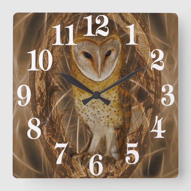 Reloj Cuadrado Dream catcher owl (Anverso)