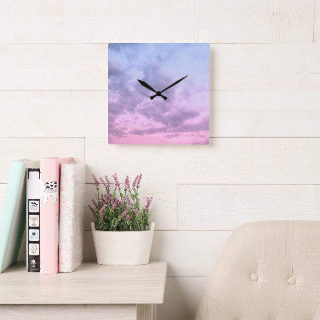 Reloj Cuadrado Dreamy Clouds 16 - Caribbean Sunset (Sala de lectura)