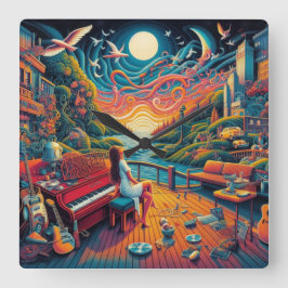 Reloj Cuadrado Dreamy Riverfront Harmony