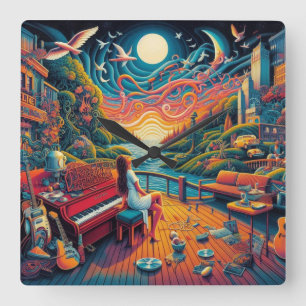 Reloj Cuadrado Dreamy Riverfront Harmony