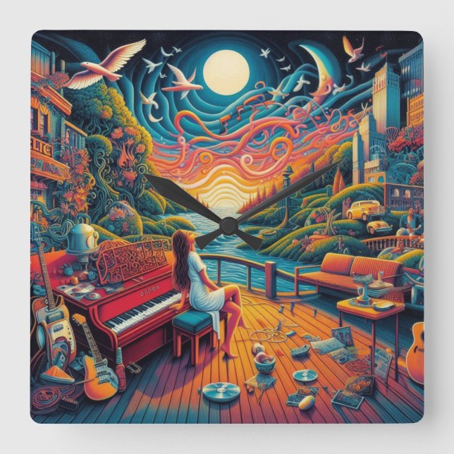 Reloj Cuadrado Dreamy Riverfront Harmony (Anverso)