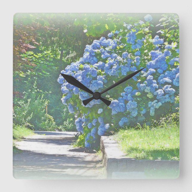 Reloj Cuadrado Dreamy Summer Hydrangeas (Anverso)