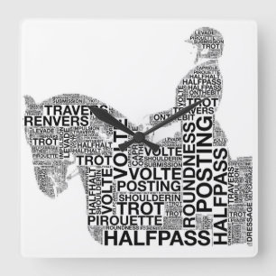 Reloj Cuadrado Dressage Terms Wall Clock