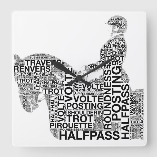 Reloj Cuadrado Dressage Terms Wall Clock (Anverso)