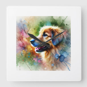 Reloj Cuadrado Drever Dog 060824AREF131 - Watercolor