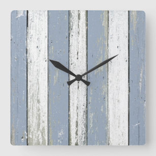 Reloj Cuadrado Driftwood azul rústico