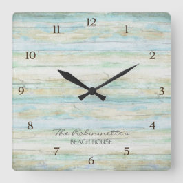 Reloj Cuadrado Driftwood Ocean Beach House
