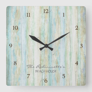 Reloj Cuadrado Driftwood Ocean Beach House Seashoredriftw