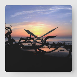 Reloj Cuadrado Driftwood Sunrise wall clock