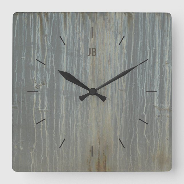 Reloj Cuadrado DRIP STAINED METALIZADO | Decoración industrial o  (Anverso)
