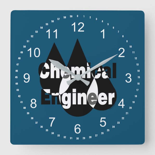 Reloj Cuadrado Drogas de Ingeniero Químico (Anverso)