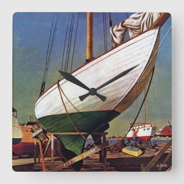 Reloj Cuadrado Dry Dock by John Atherton (Anverso)