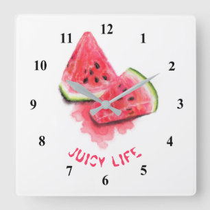 Reloj Cuadrado Dulce Rojo Jugoso Pieces de sandía Tasty - Dibujo