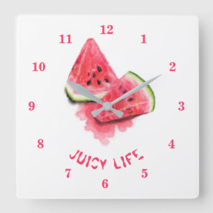 Reloj Cuadrado Dulce Rojo Jugoso Pieces de sandía Tasty - Dibujo