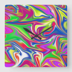 Reloj Cuadrado "Dulces Swirls: El Delight de la Mármol de Bubbleg