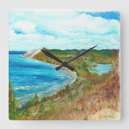 Reloj Cuadrado Dunas de oso durmiente Playa de Lakeshore Michigan