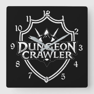 Reloj Cuadrado Dungeon Crawler Negro Y Blanco