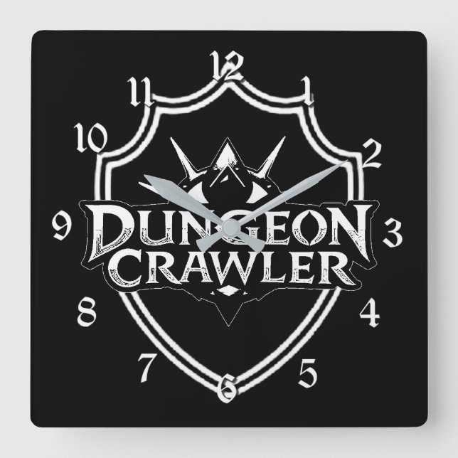Reloj Cuadrado Dungeon Crawler Negro Y Blanco (Anverso)