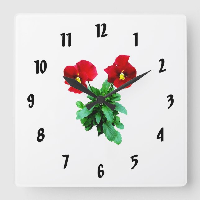 Reloj Cuadrado Dúo de Pensamientos Rojos (Anverso)