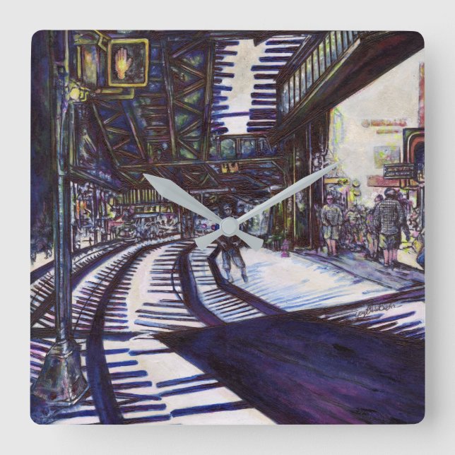 Reloj Cuadrado Dustar el piano (Anverso)