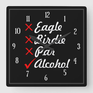 Reloj Cuadrado Eagle Birdie Par Alcohol Humor