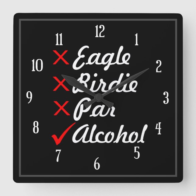 Reloj Cuadrado Eagle Birdie Par Alcohol Humor (Anverso)