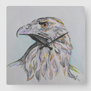 Reloj Cuadrado Eagle dirige, águila salvaje, pájaro salvaje,