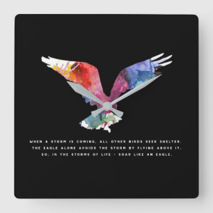 Reloj Cuadrado Eagle que vuela arte de motivación inspirador de