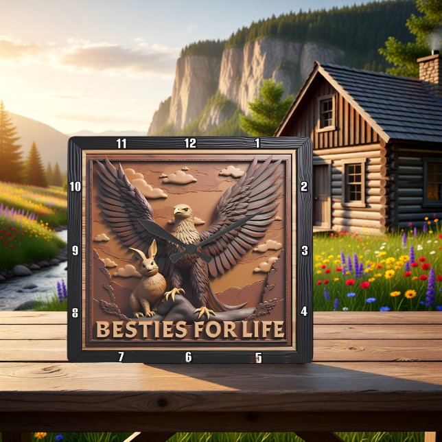 Reloj Cuadrado Eagle Rabbit Textured Besties (Subido por el creador)