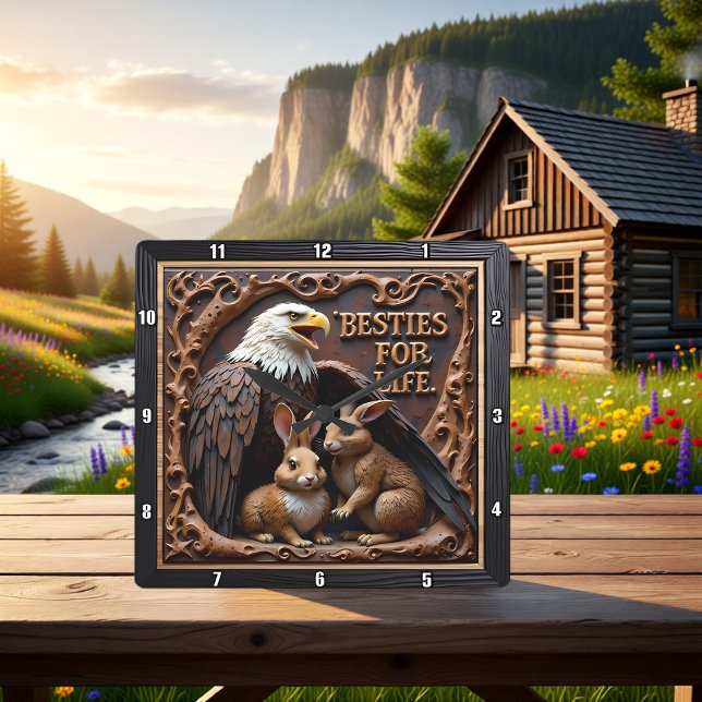 Reloj Cuadrado Eagle Rabbit Textured Companions (Subido por el creador)