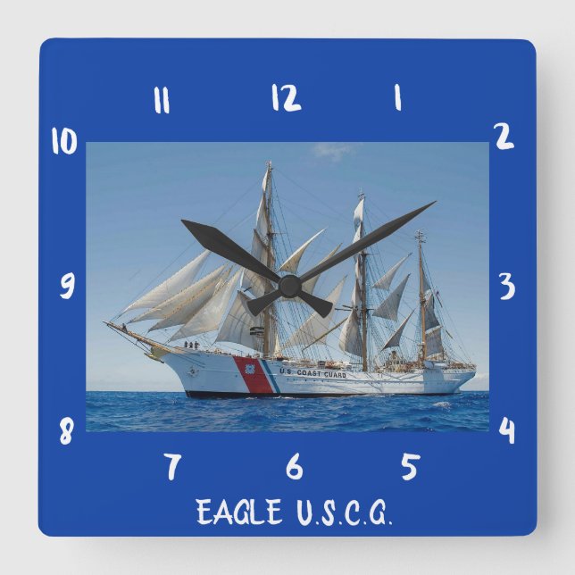Reloj Cuadrado Eagle Tall Ship Wall Clock (Anverso)