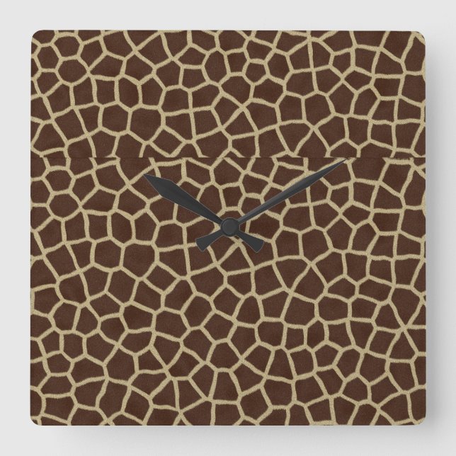 Reloj Cuadrado Earth Tone Giraffe Print Pattern Decorative Throw  (Anverso)