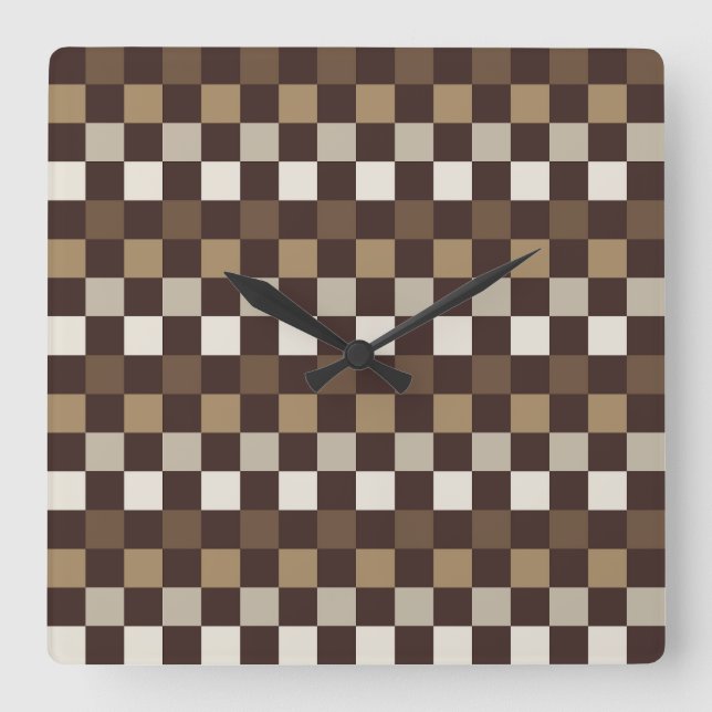 Reloj Cuadrado Earthy minerals checkerboard pattern (Anverso)