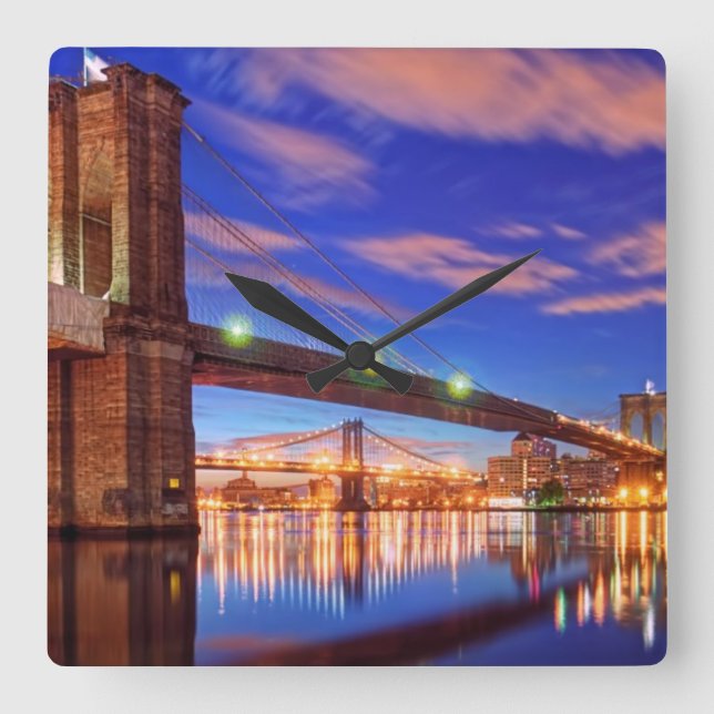 Reloj Cuadrado East River, Brooklyn Bridge, Manhattan (Anverso)