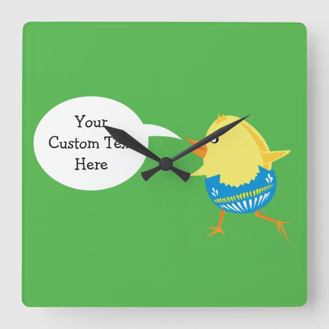 Reloj Cuadrado Easter Chick custom wall clock (Anverso)